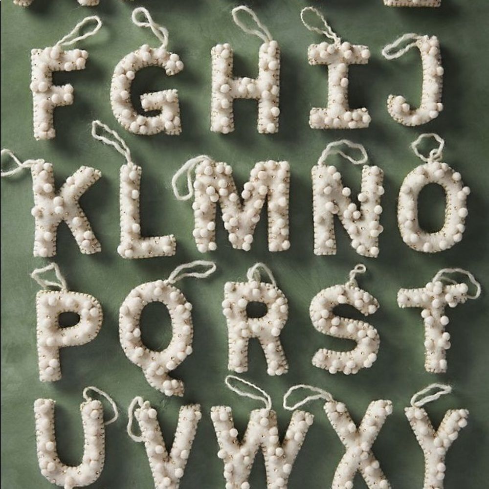 ANTHROPOLOGIE Holly Pommed Ornament Letter V - Picture 4 of 4
